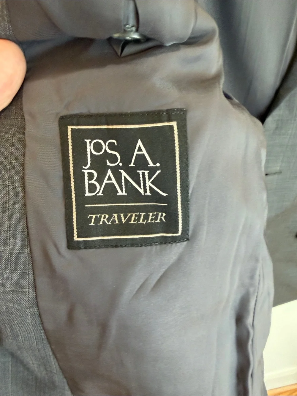 Jos. A. Bank Gray Men's Sport Coat w/Very Light Purple/Blue Grid Pattern, 39R